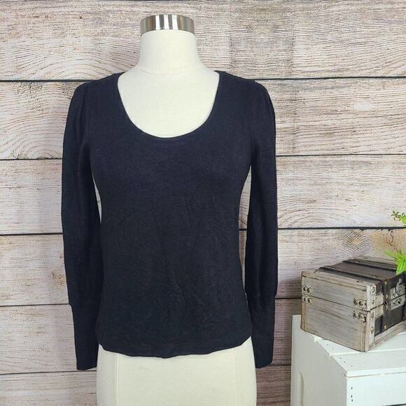 Madewell Black Puff Sleeve Scoop Neck Top Size XXS - Picture 1 of 2